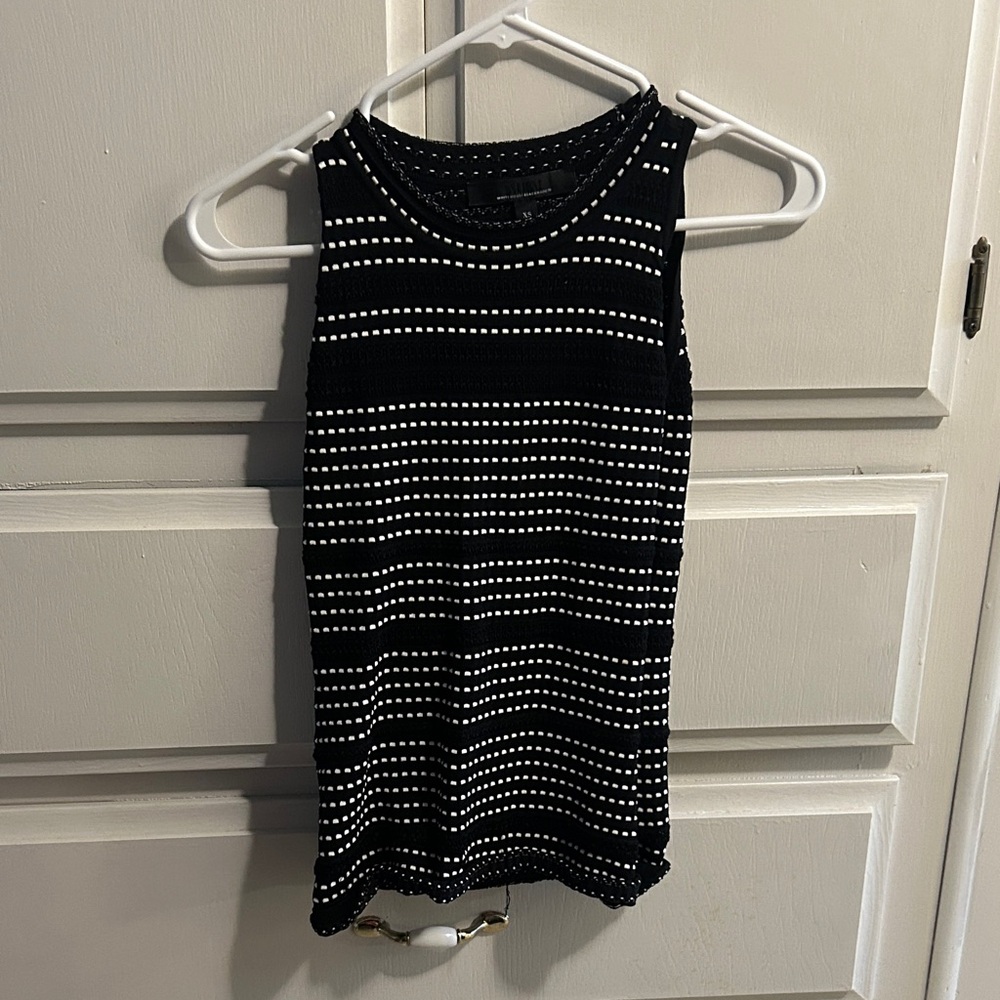 White House Black Market Black and White Dotted Tank Top